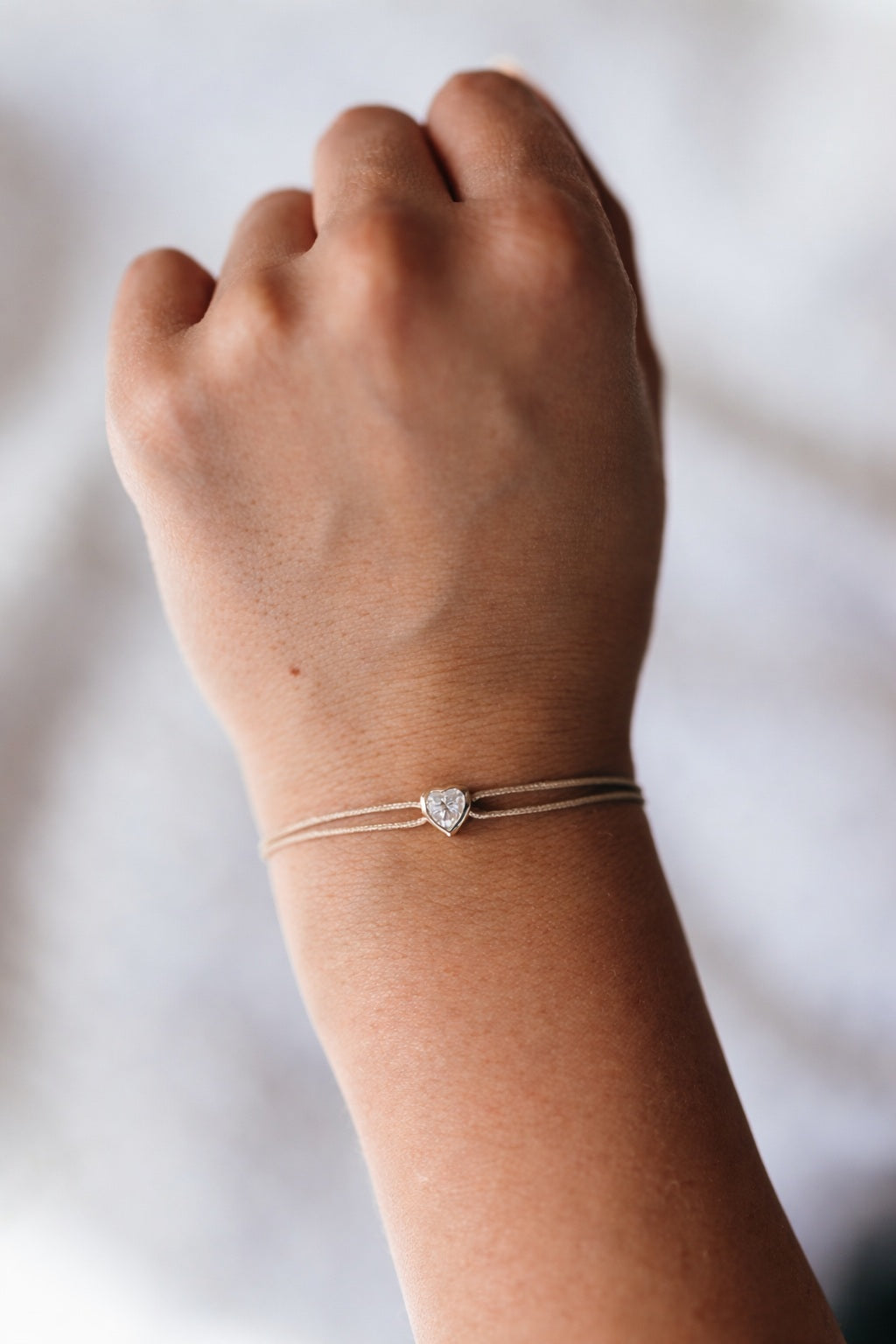 Heart Moissanite Cord Bracelet