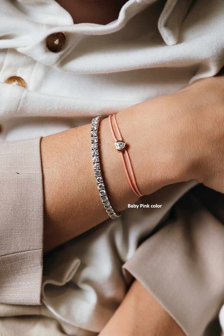 Heart Diamond Cord Bracelet