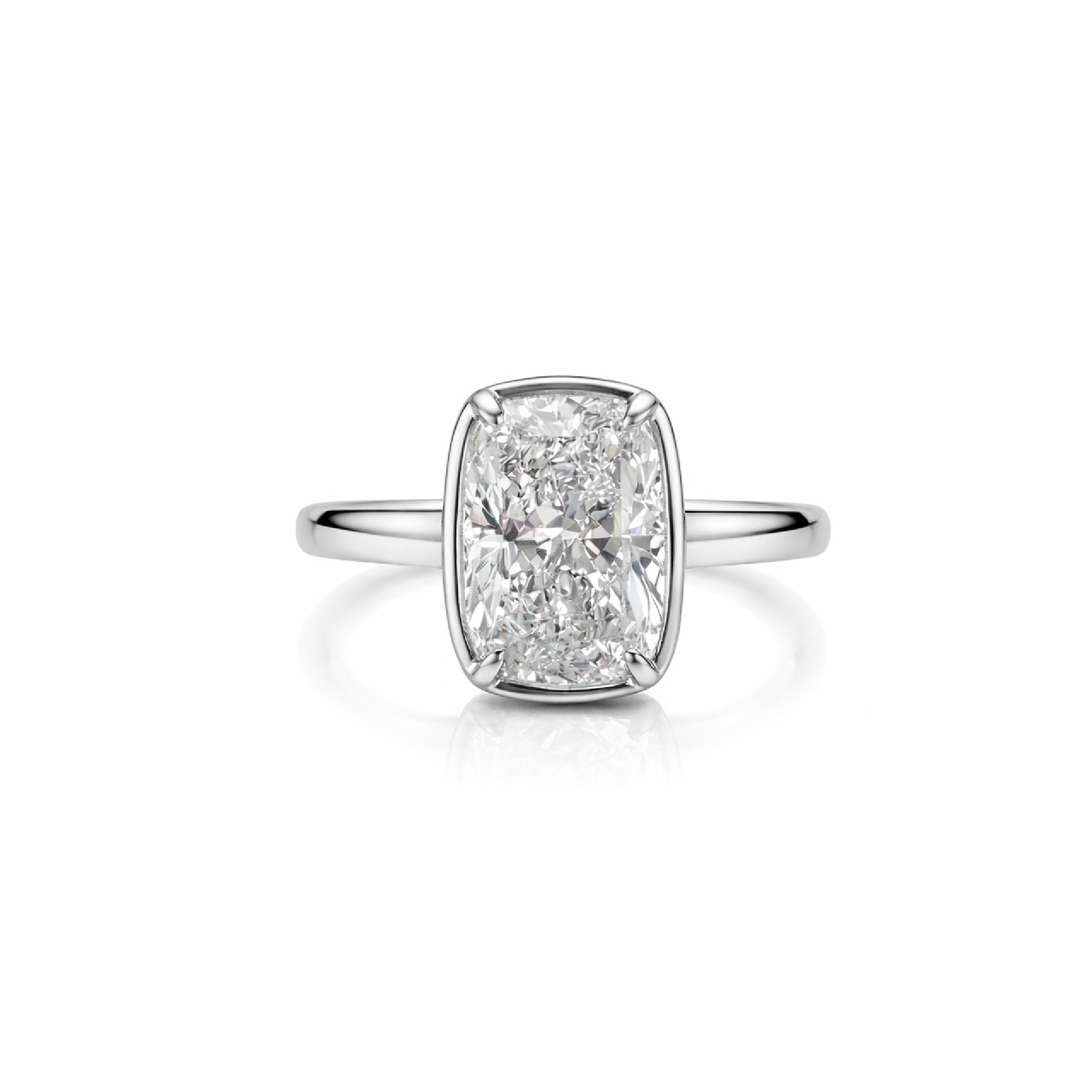 Custom made ring - 3ct Elongated Cushion in 14K White Gold Bulky-style ring - taille 54