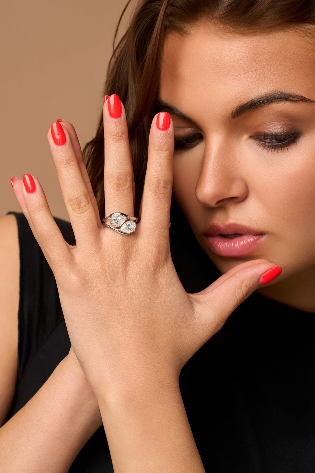 Sideways Pear Ring - Friendship Ring Set