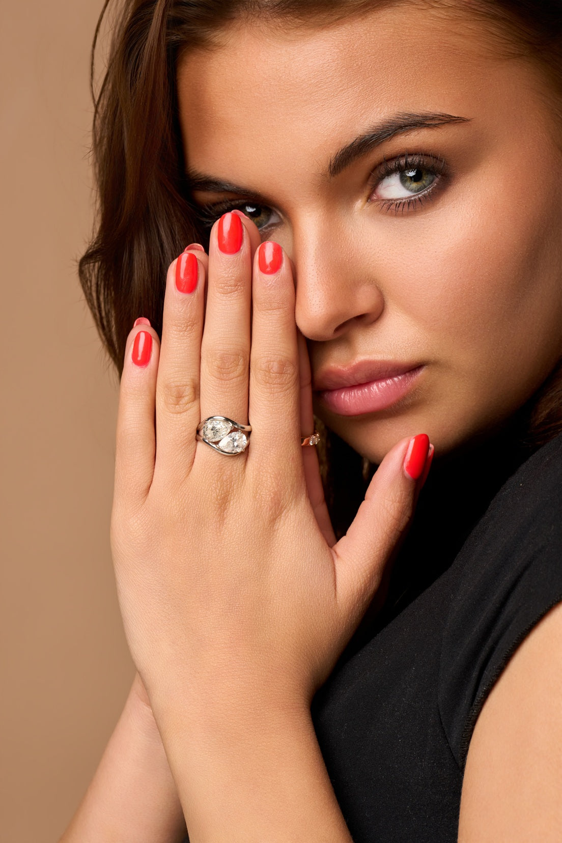 Sideways Pear Ring - Friendship Ring Set