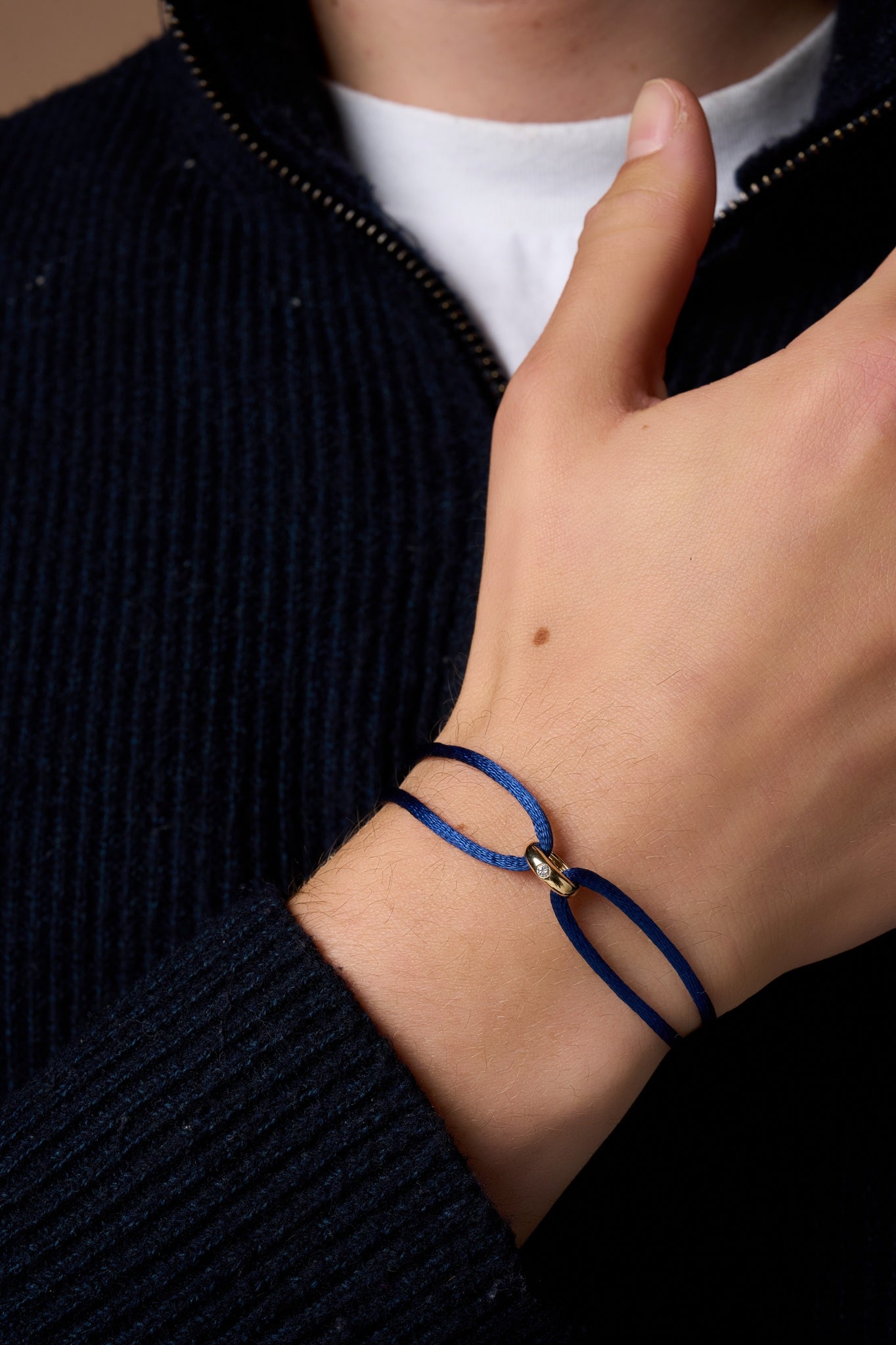 Solitaire Diamond Donut Cord Bracelet