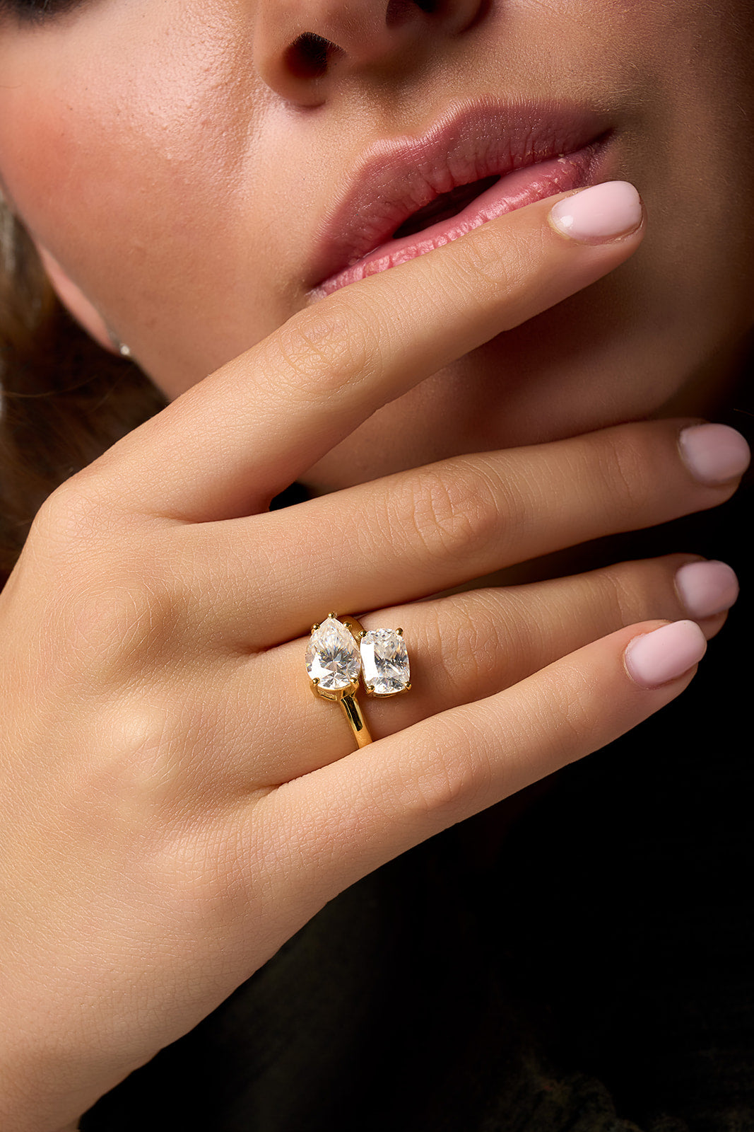 De Amelie Duo Ring – Cushion & Peer Toi et Moi