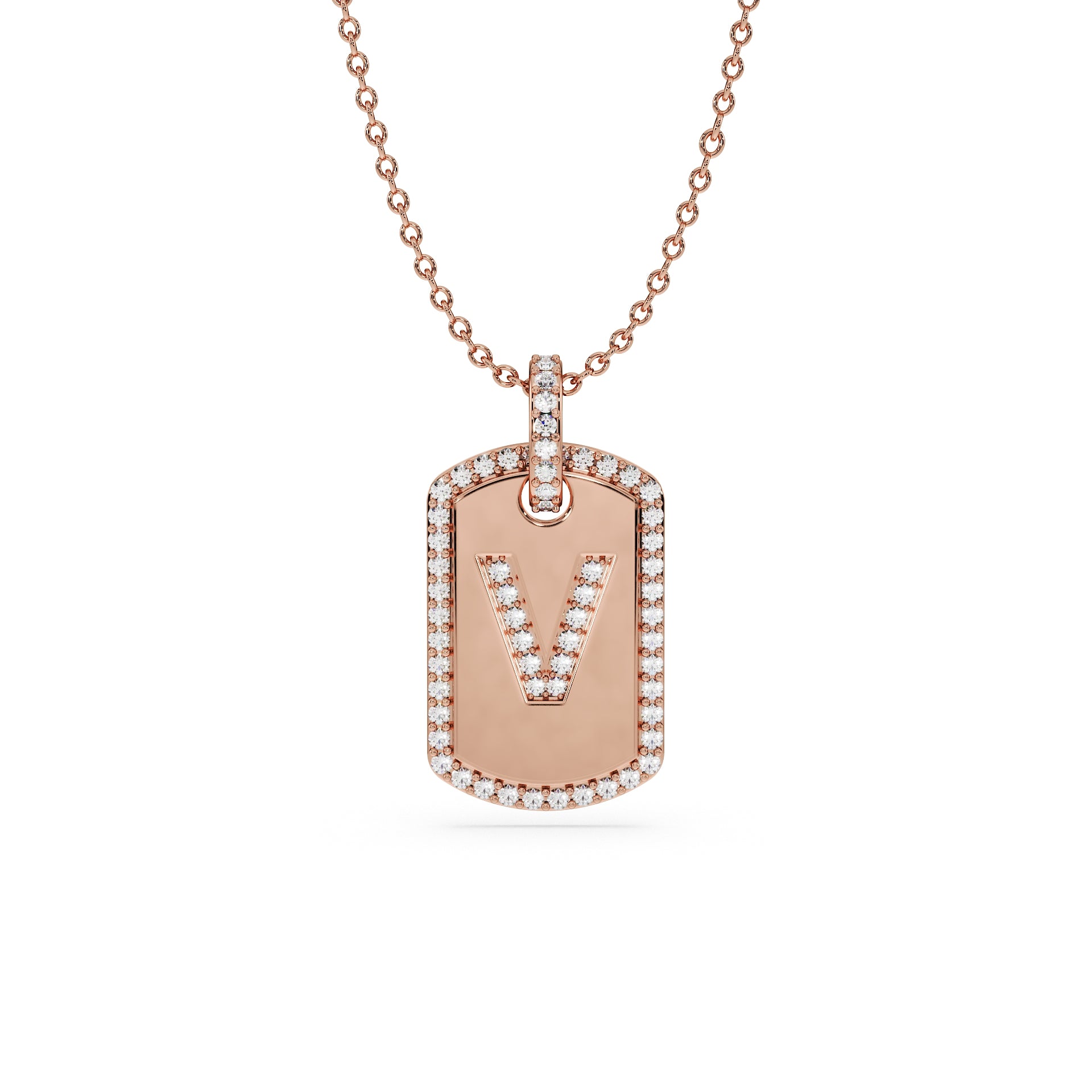 14K Rose gold_Letter: V
