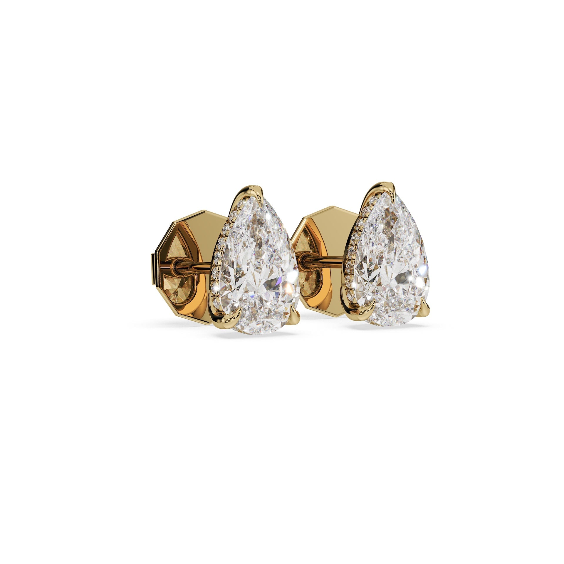Luxury Pear Diamond Earring Studs (Pair)