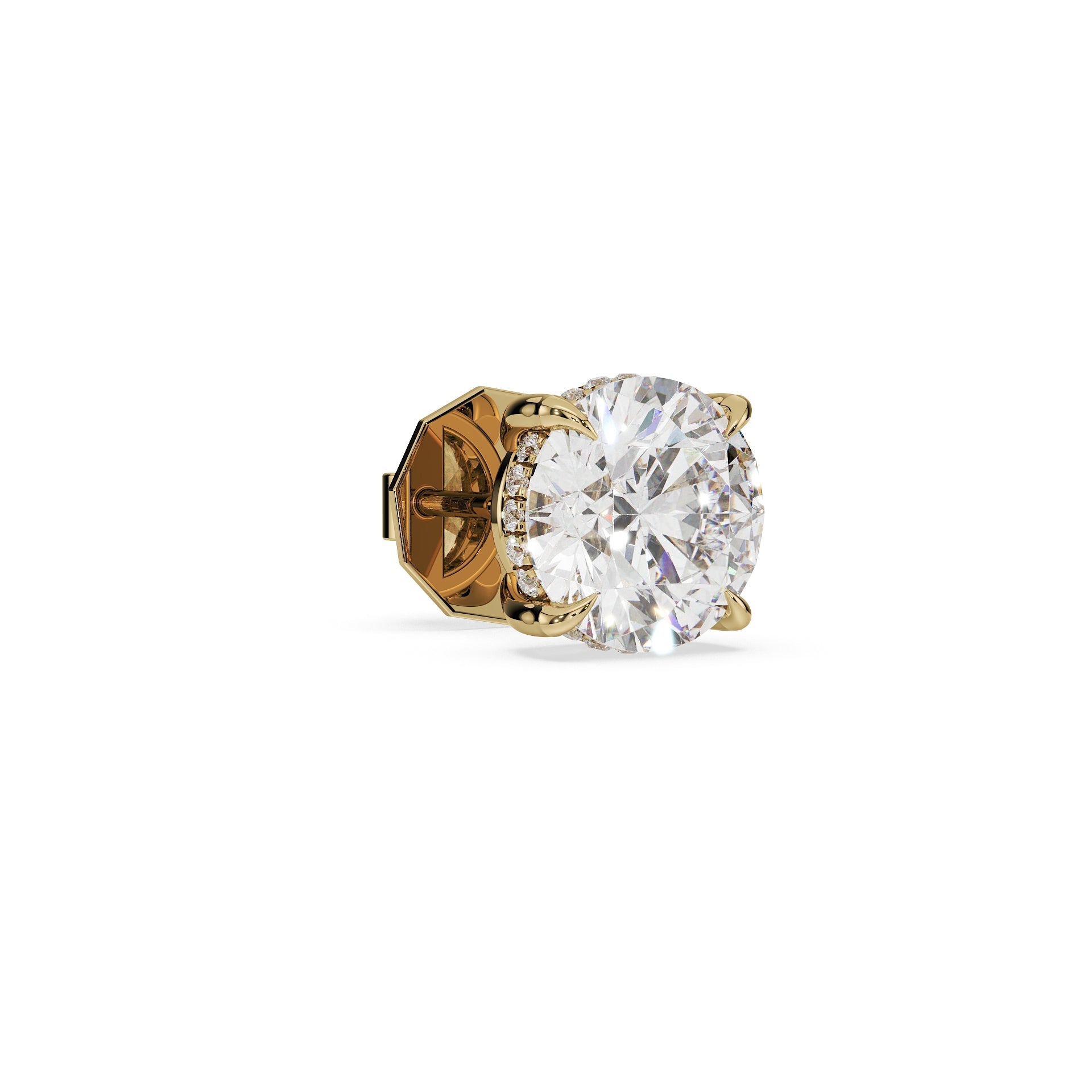 Luxury Round Diamond Earring Stud (Single)
