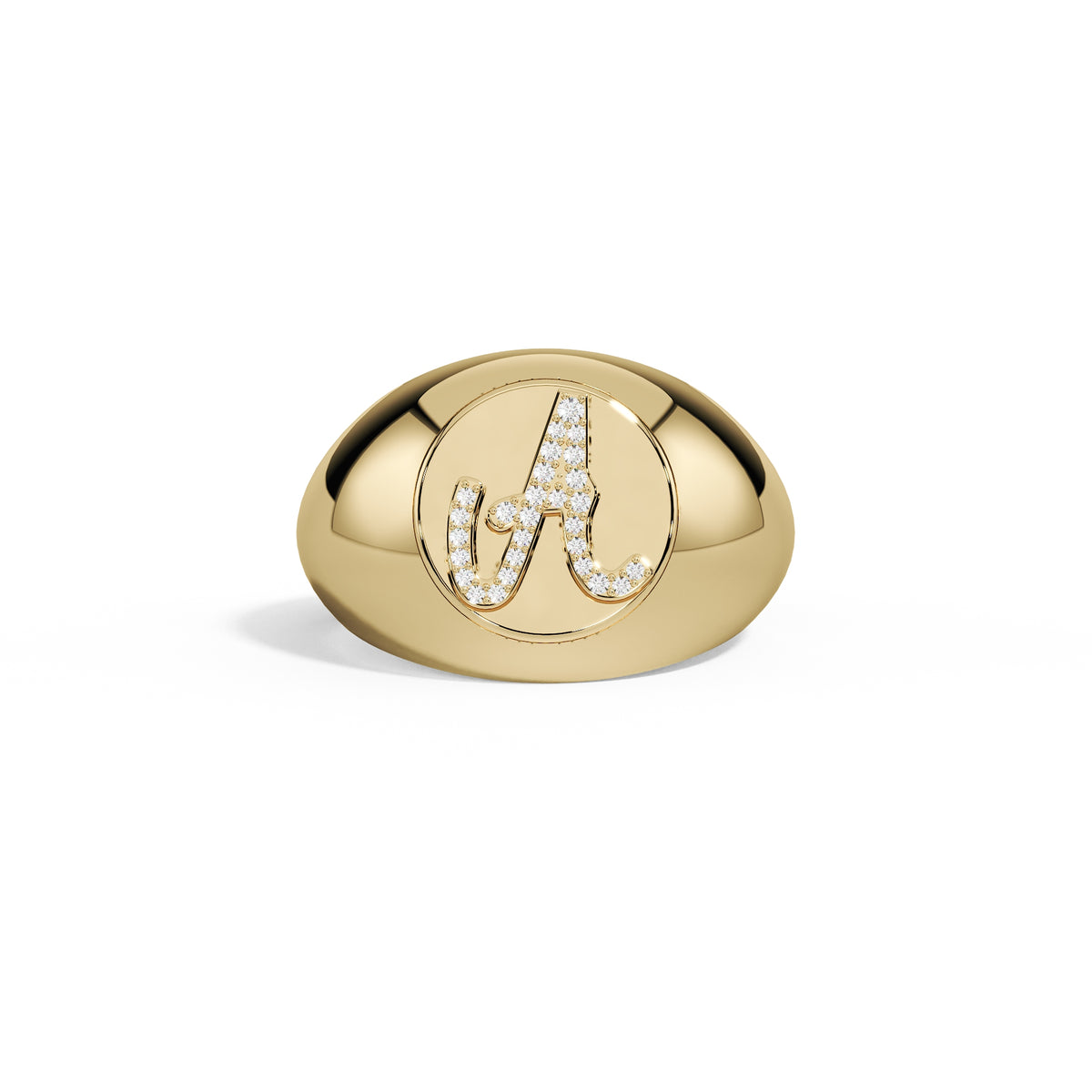 Siegelring mit Initial und Diamanten