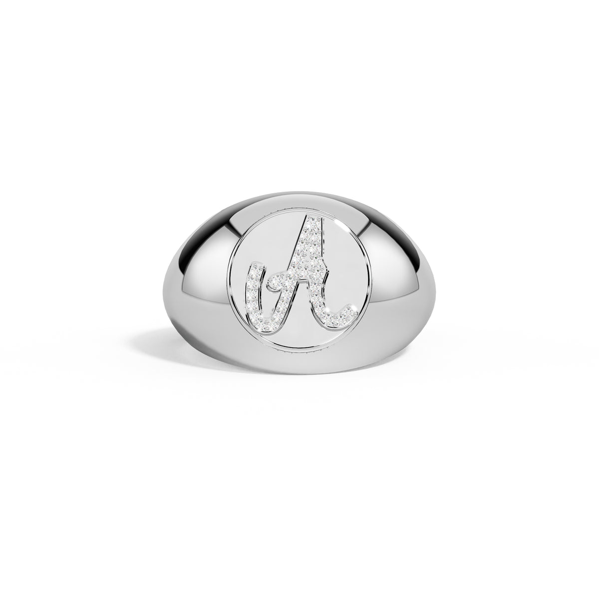 Siegelring mit Initial und Diamanten