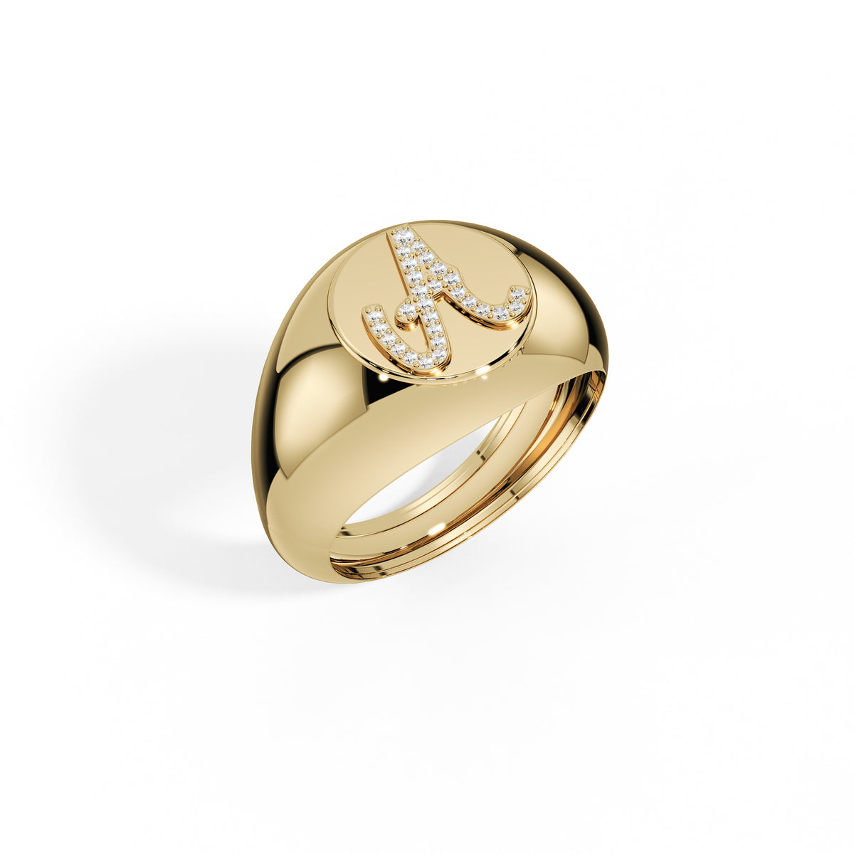 Siegelring mit Initial und Diamanten