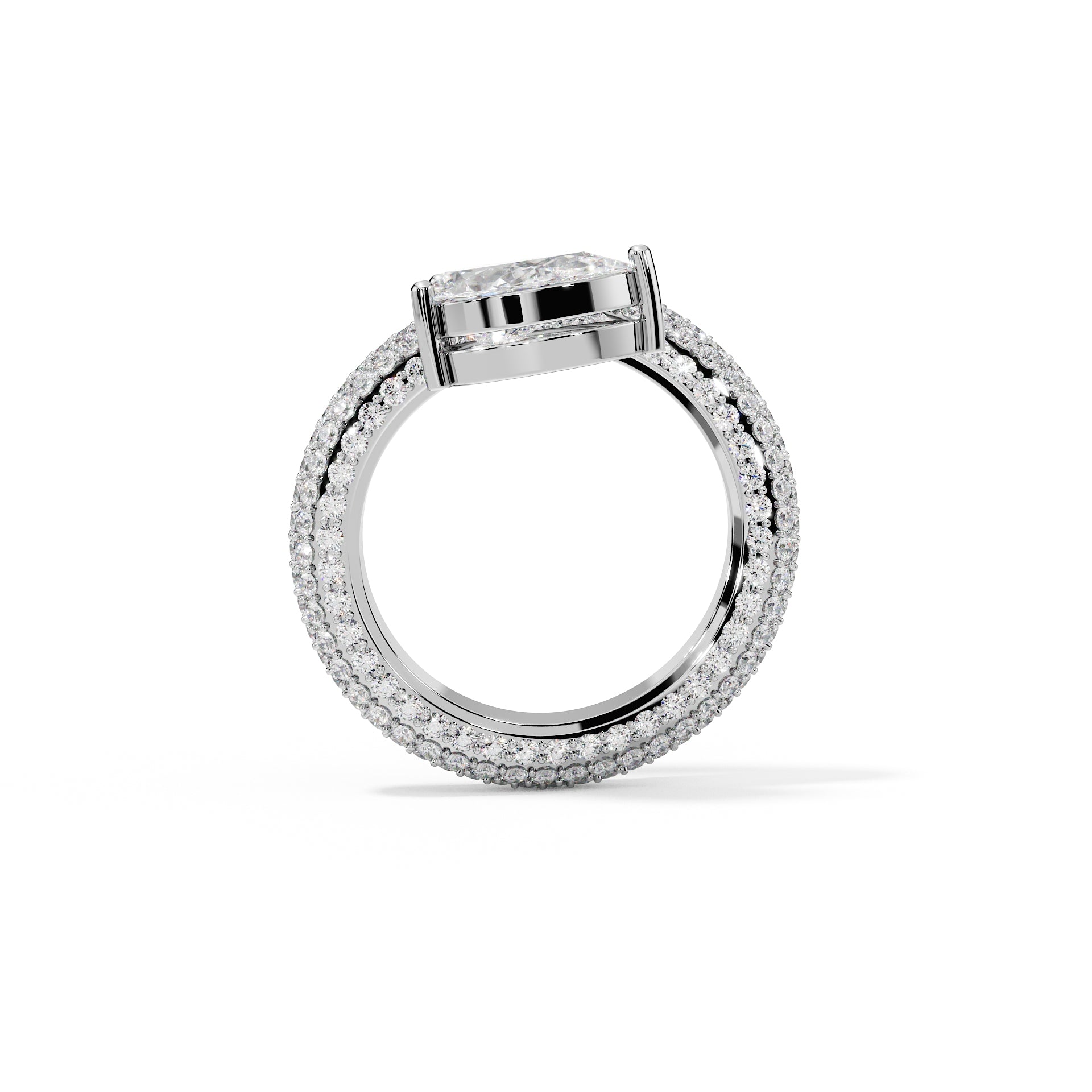 Bague bypass en diamant taille poire