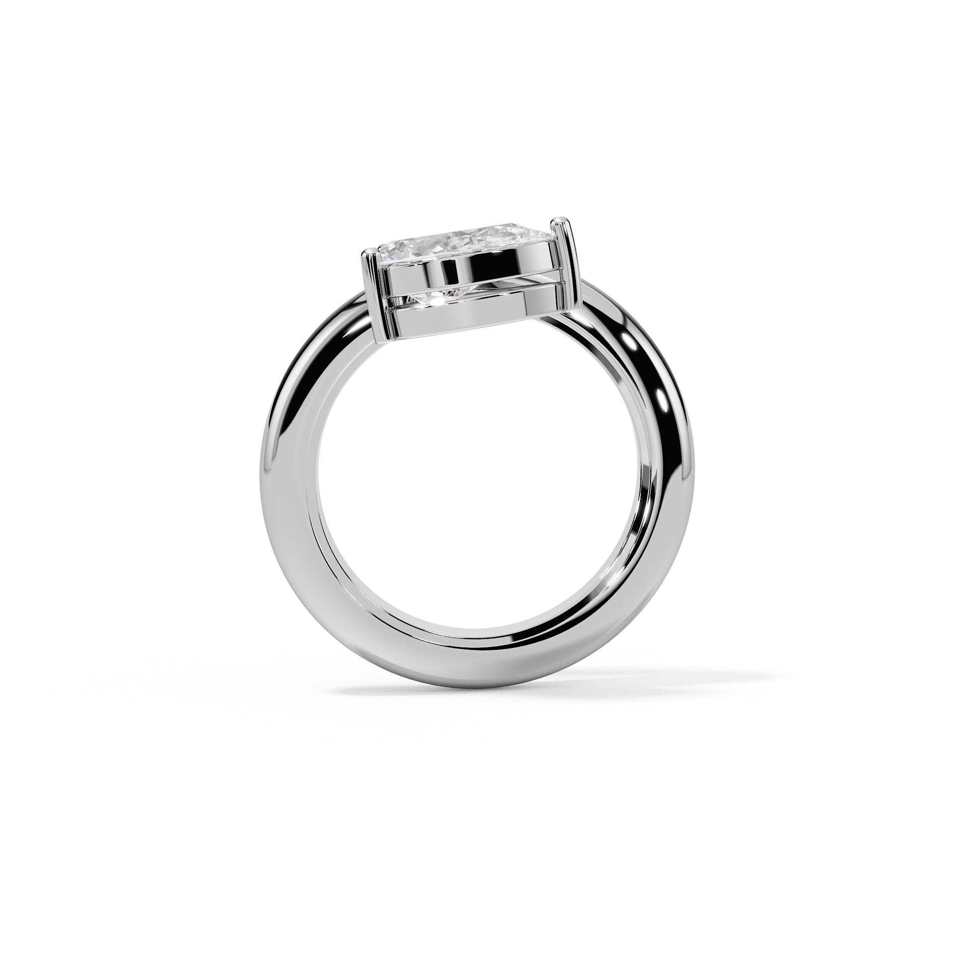 Bague bypass en diamant taille poire