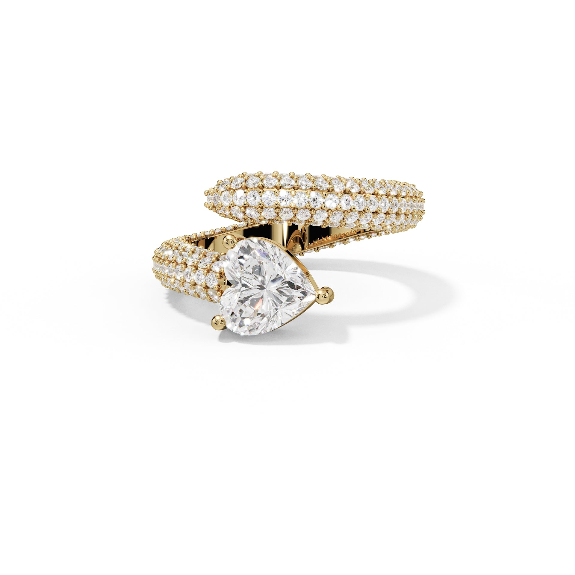 Heart-Cut Diamond Bypass Ring