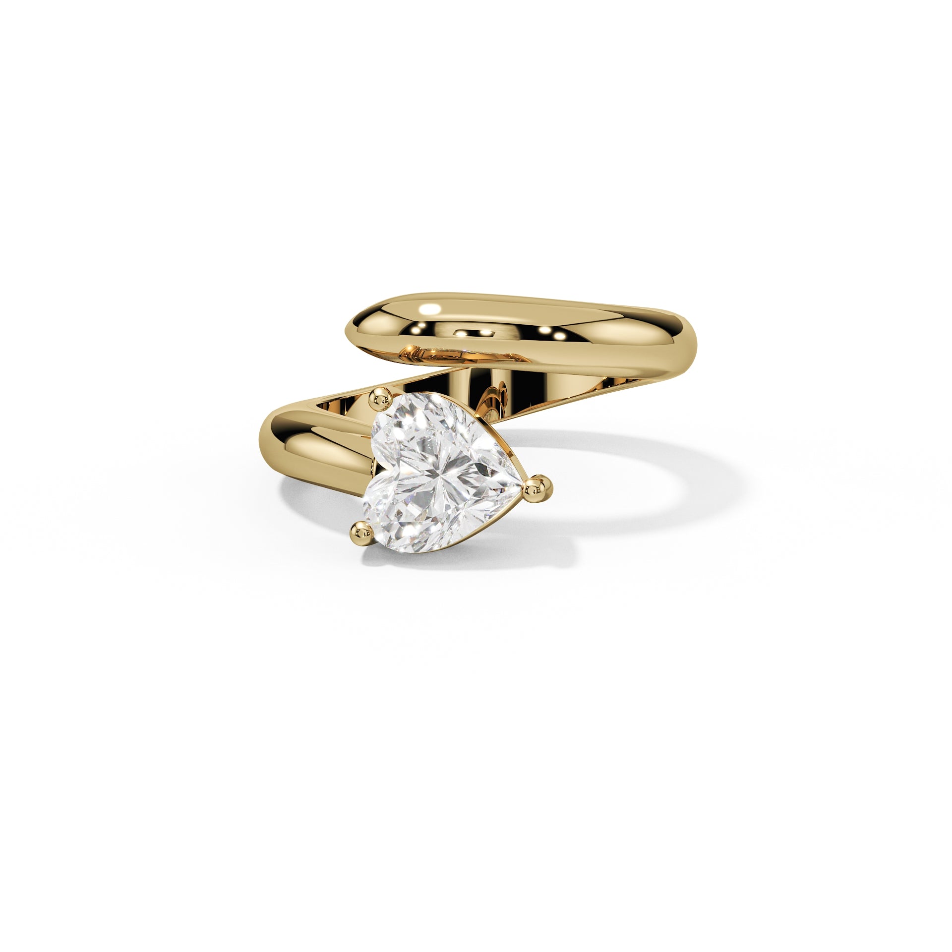 Heart-Cut Diamond Bypass Ring
