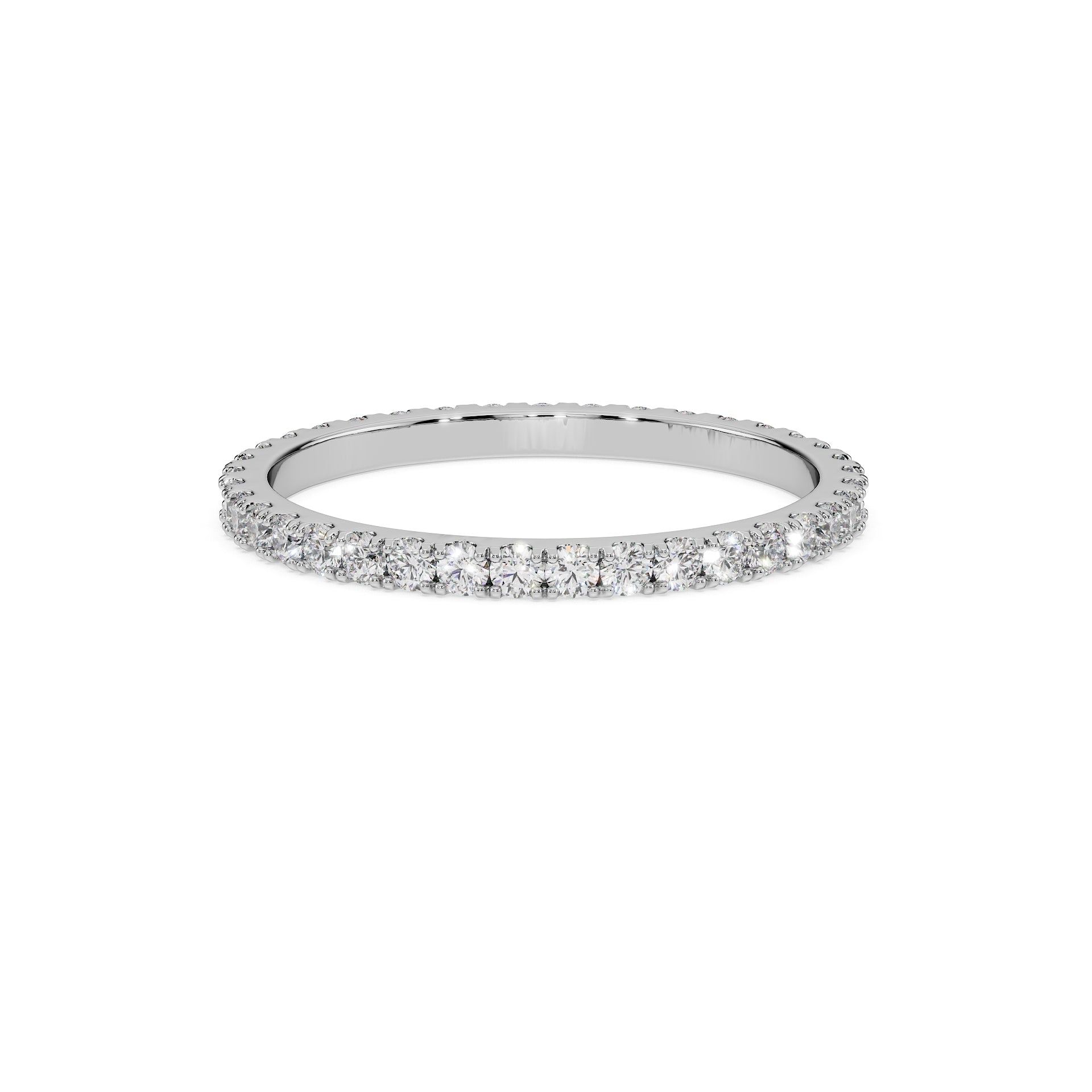 Small Full Eternity Diamond Ring -  14K White Gold - size 51