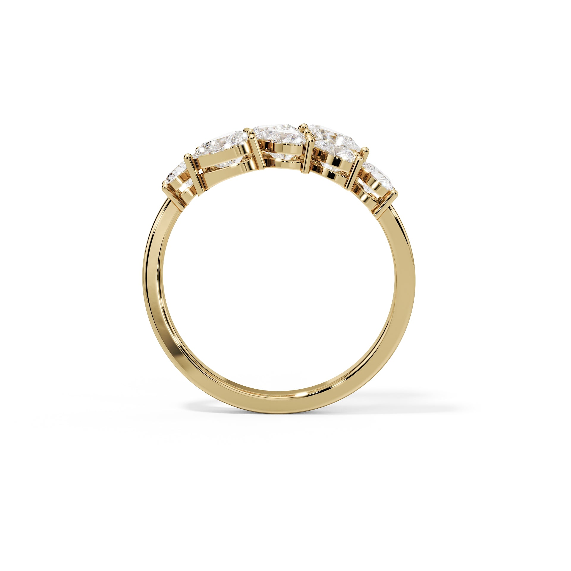 Bague croisée en diamant en forme de cœur