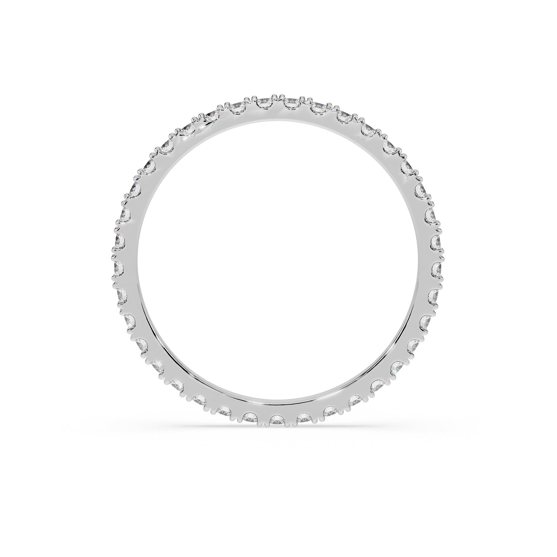 Small Full Eternity Diamond Ring -  14K White Gold - size 51
