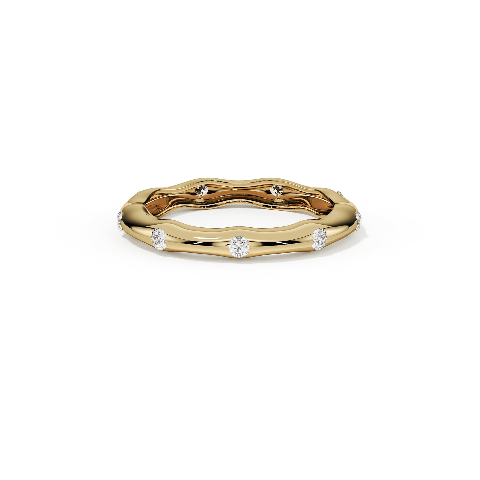 Anello a onda con diamante