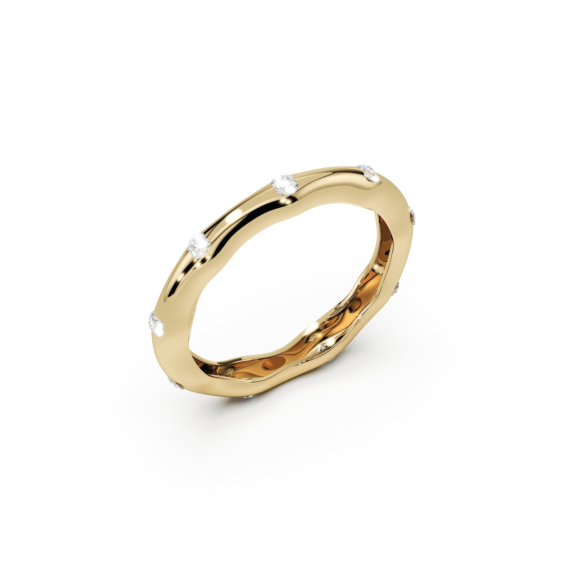 Anello a onda con diamante