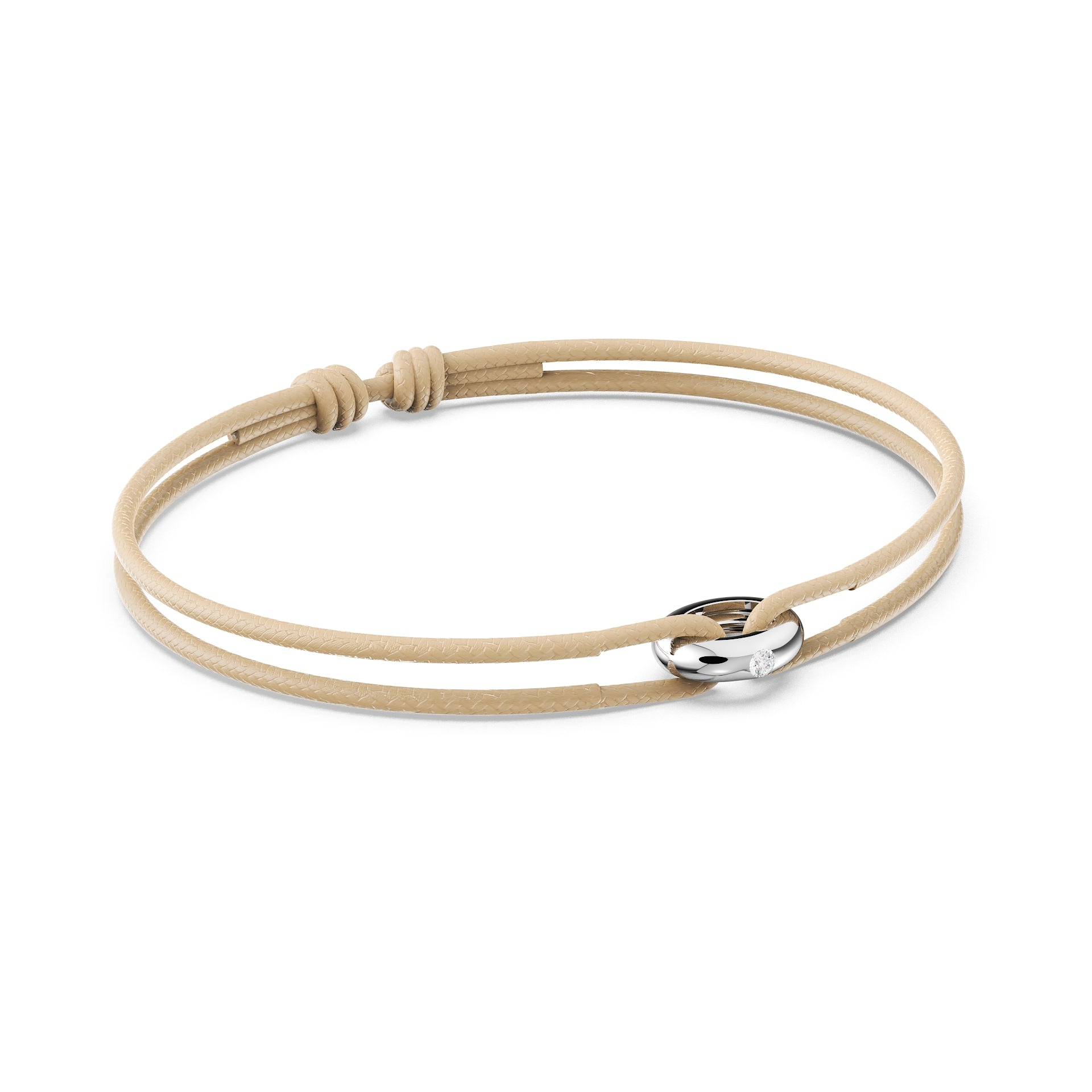 Solitaire Diamond Donut Cord Bracelet