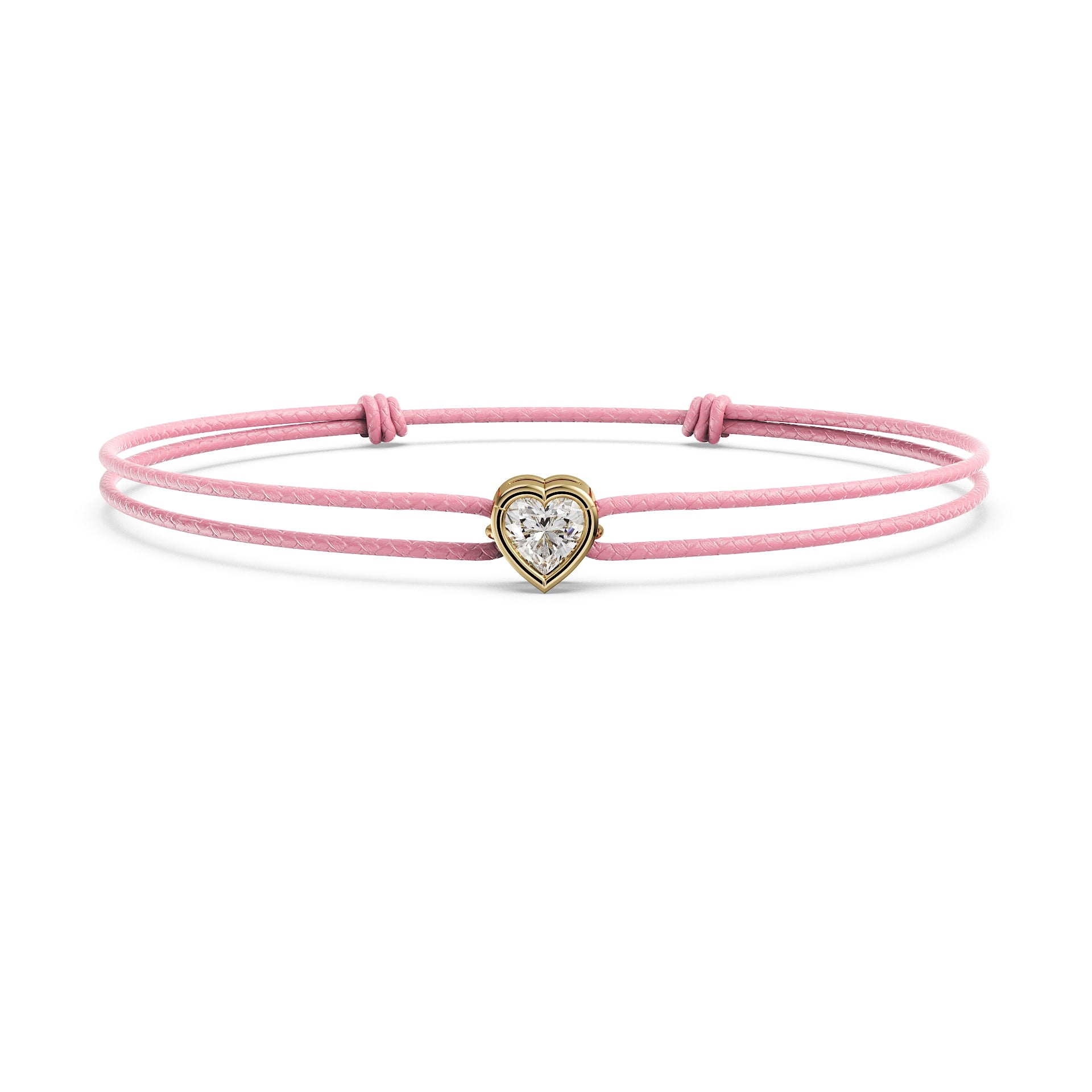 Bracelet cordon avec cœur en diamant