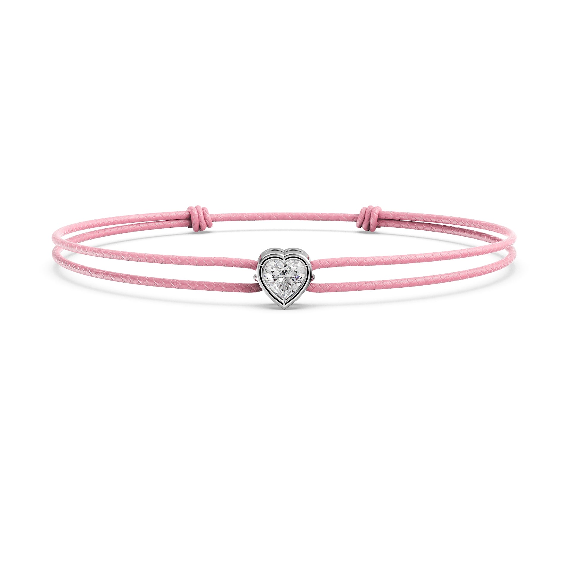 Bracelet cordon en moissanite cœur