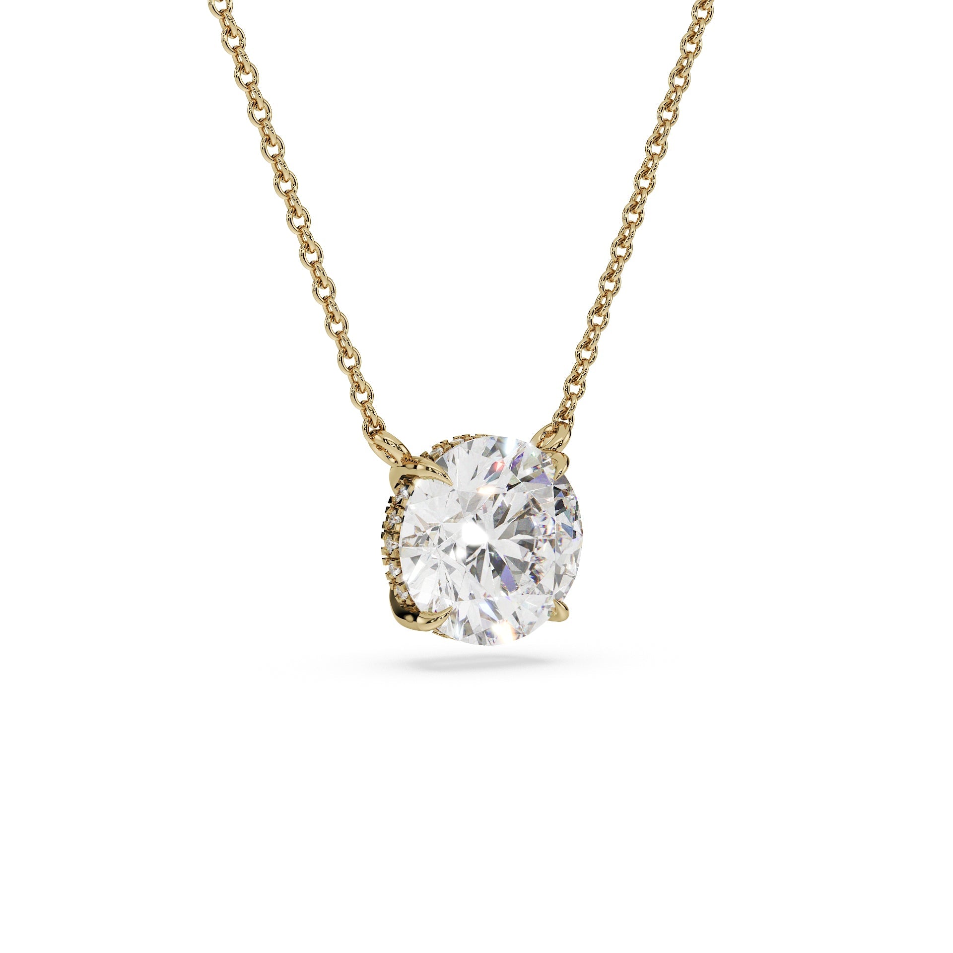 Round Diamond Pendant - round diamond necklace