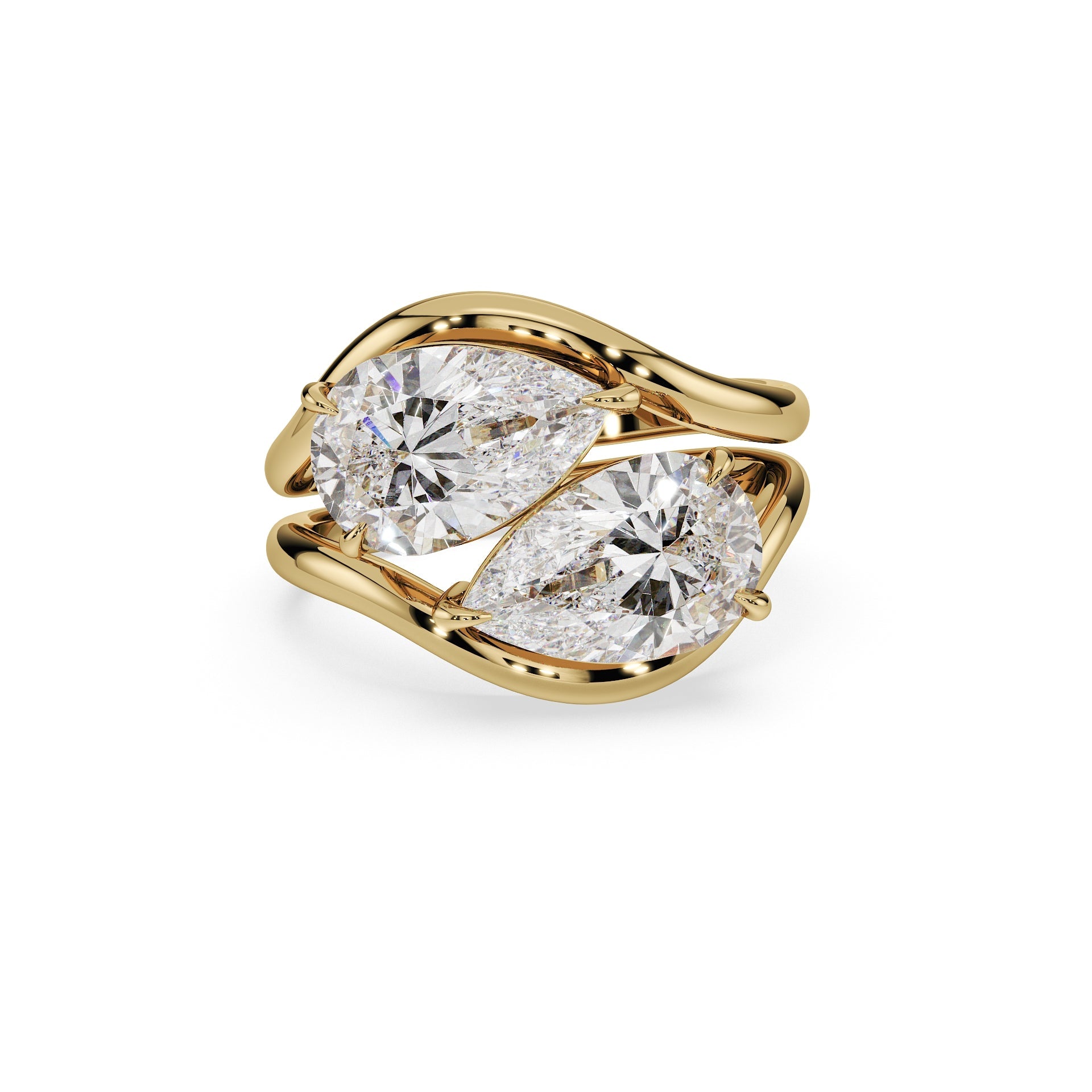 Sideways Pear Ring - Friendship Ring Set