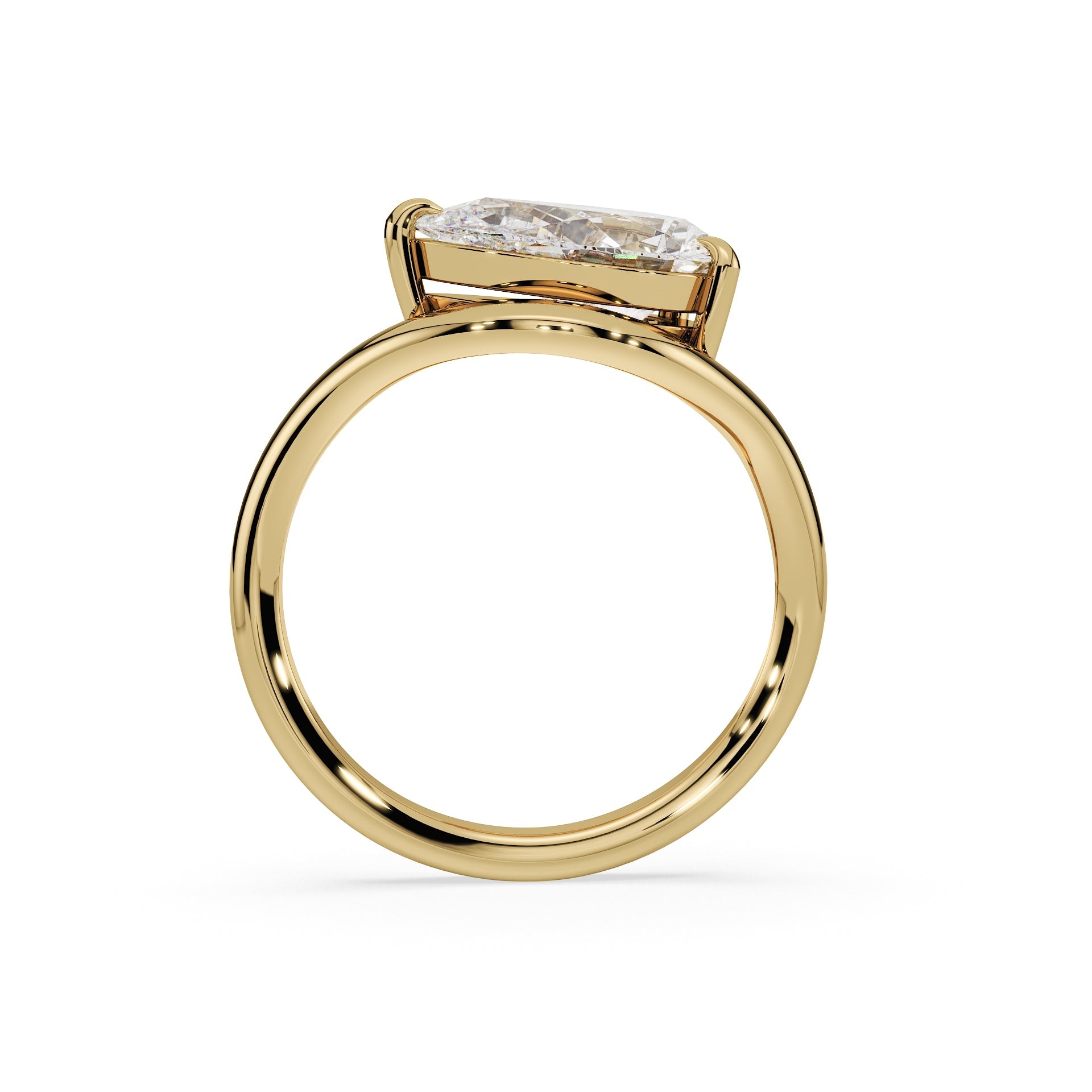 Sideways Pear Ring - Minimalist Stackable Ring