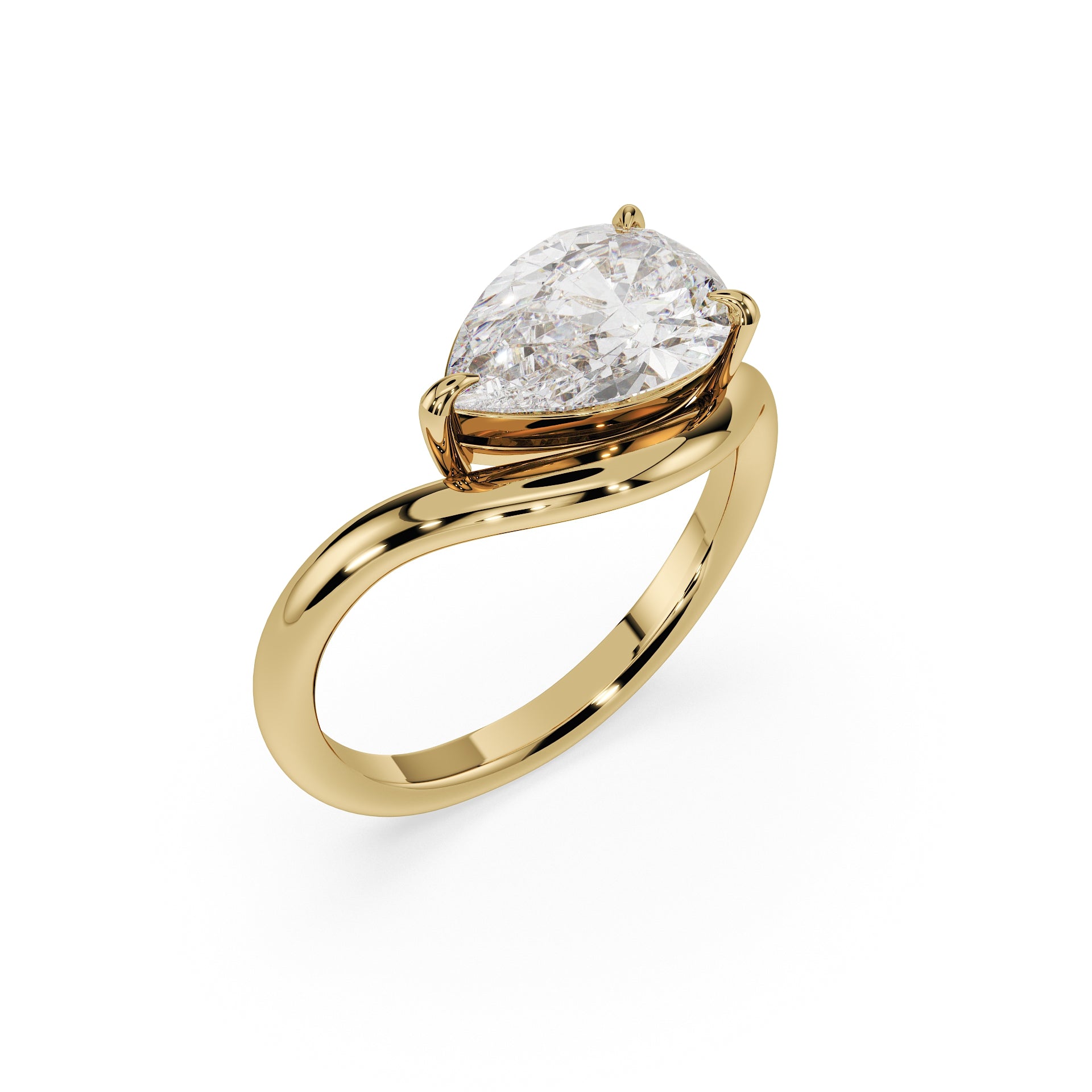 Sideways Pear Ring - Minimalist Stackable Ring