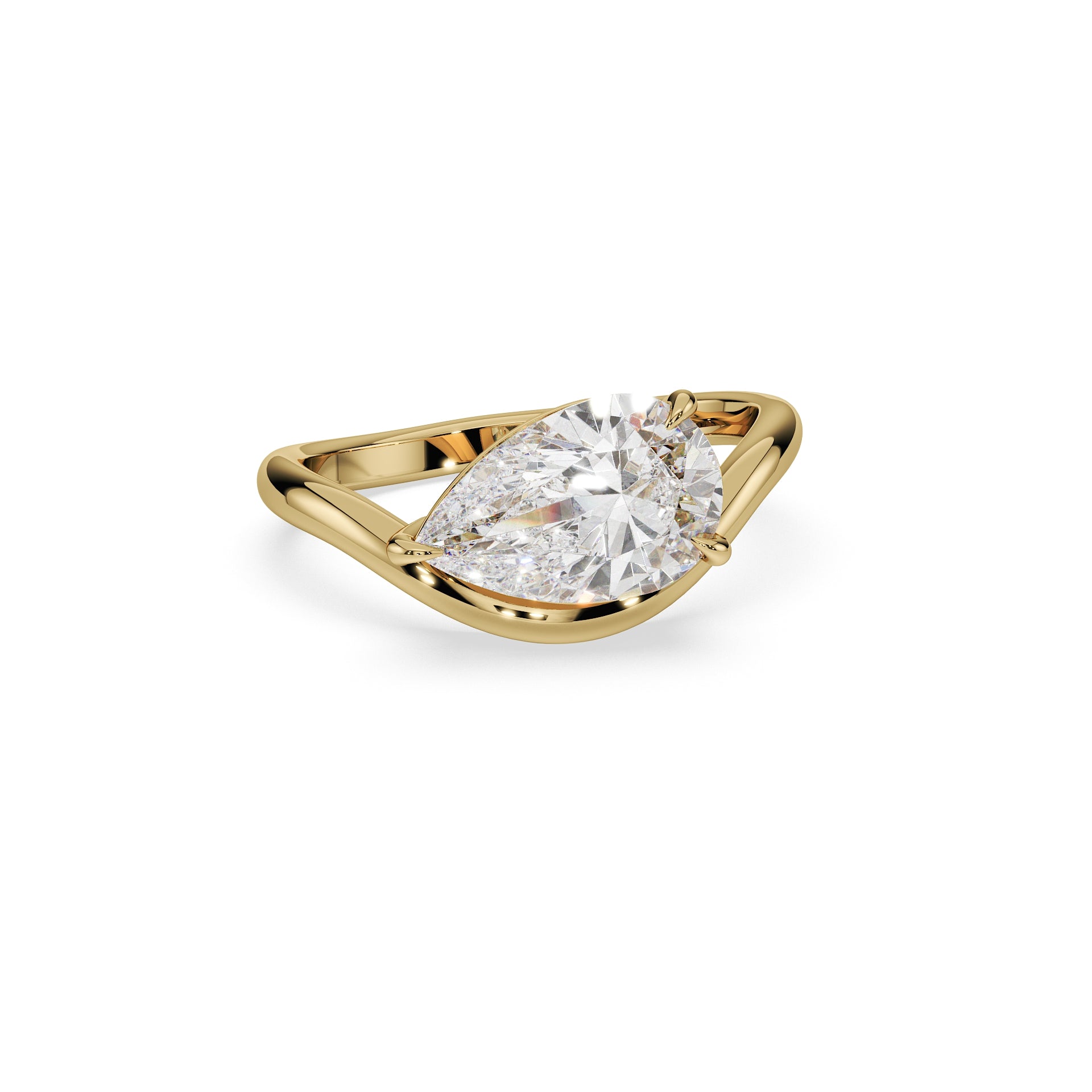 Sideways Pear Ring - Minimalist Stackable Ring