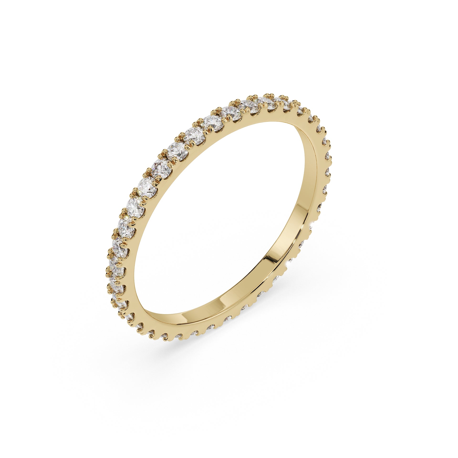 Small Full Eternity Diamond Ring - size 51 - Yellow Gold 14K