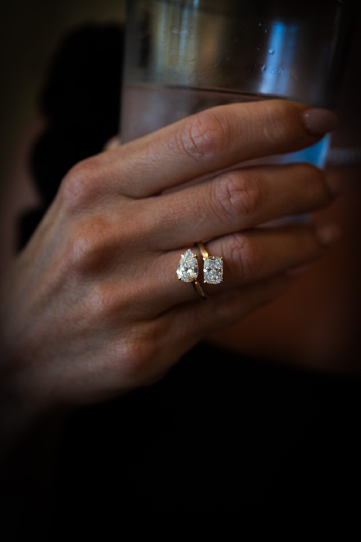 The Amelie Duo Ring - Elongated Cushion & Pear